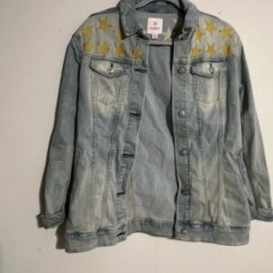 LuLaRoe Denim Jacket with Gold Star Accents